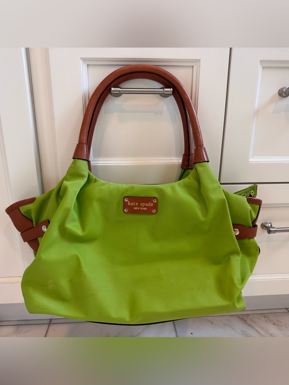 kate spade Lime Green Tote with Brown Handles